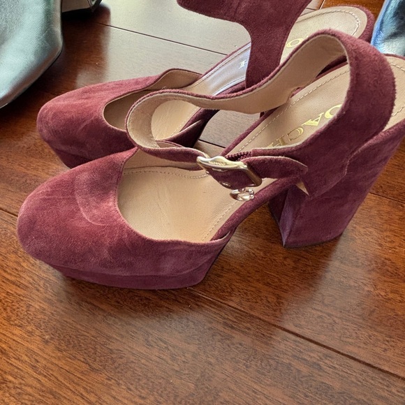 Coach Shoes - Coach Burgundy Suede Platform Heels